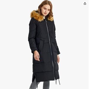 Orolay Women's Winter Drawstring Down Coat Removable Faux Fur